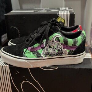 Vans Nightmare Before Christmas Black and Green Halloween Sneakers, Size 7W/5.5M